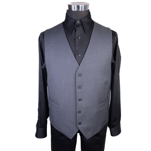 Ralph Lauren 2-Pcs Blazer / Vest Set Jacket Coat Solid Gray Sz 48R Two Button - Picture 2 of 16